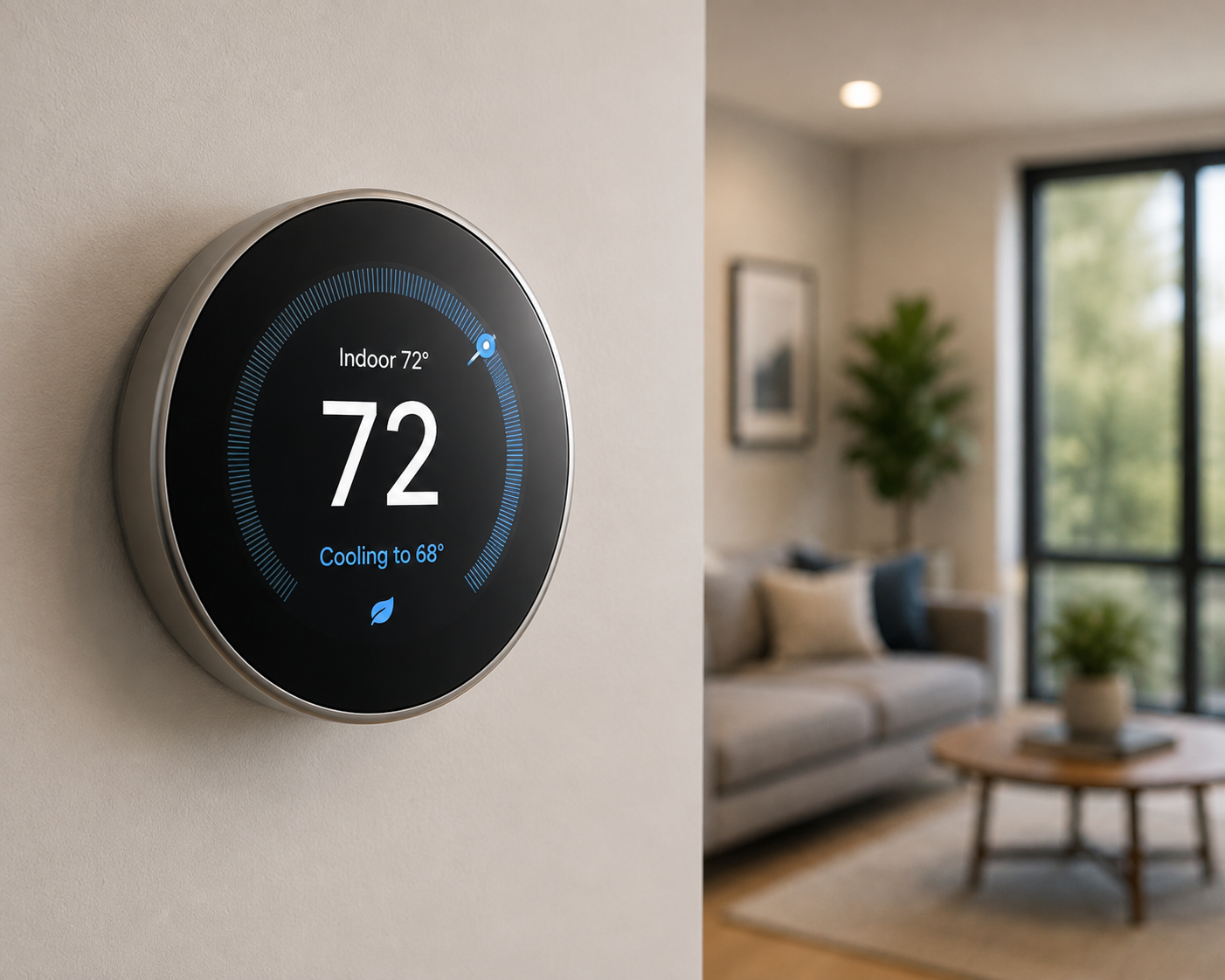 Smart thermostat controlling home temperature for improved comfort and energy management