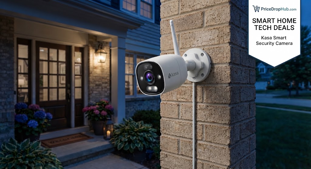 Kasa smart outdoor security camera with full-color night vision at night