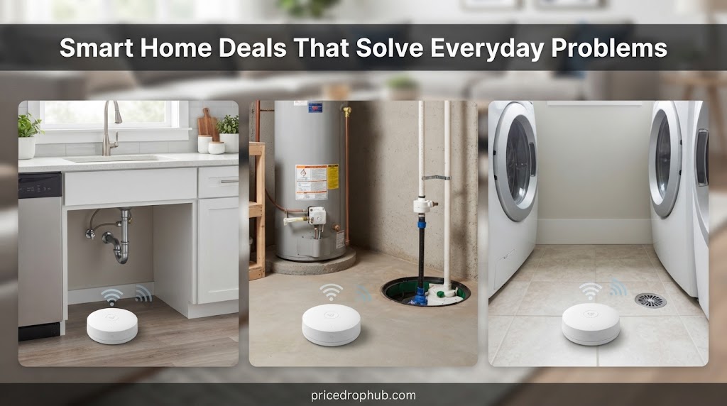 Smart water leak detector for kitchen basement and laundry room