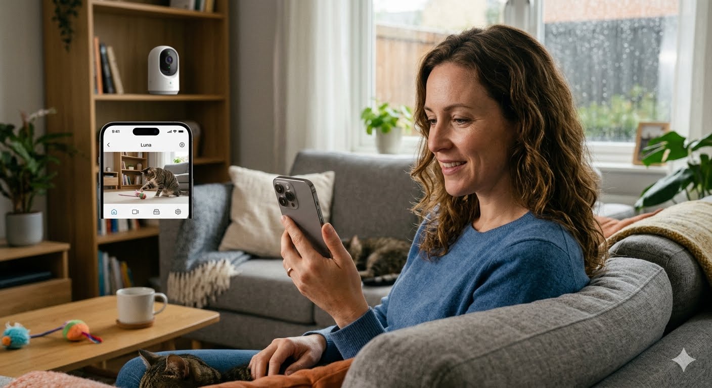 Smart pet camera and smartphone app for remote pet monitoring